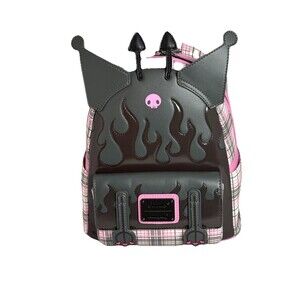 Exc Loungefly Sanrio Kuromi Flames and Plaid Mini-Backpack Entertainment Earth